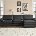 thumbnail image 1 of Zimtown Sectional L-Shaped Sofa with Ottoman, 4-6 Person Living Room Couch, 3 Seater and 1 Ottoman, Double-Layered Burlap, Black, 1 of 10