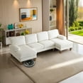 thumbnail image 1 of Zimtown U-Shaped Sectional Sofa with Dual Chaises, Modern 4-Seat Corduroy Sofa for Living Room, Cream White, 1 of 6