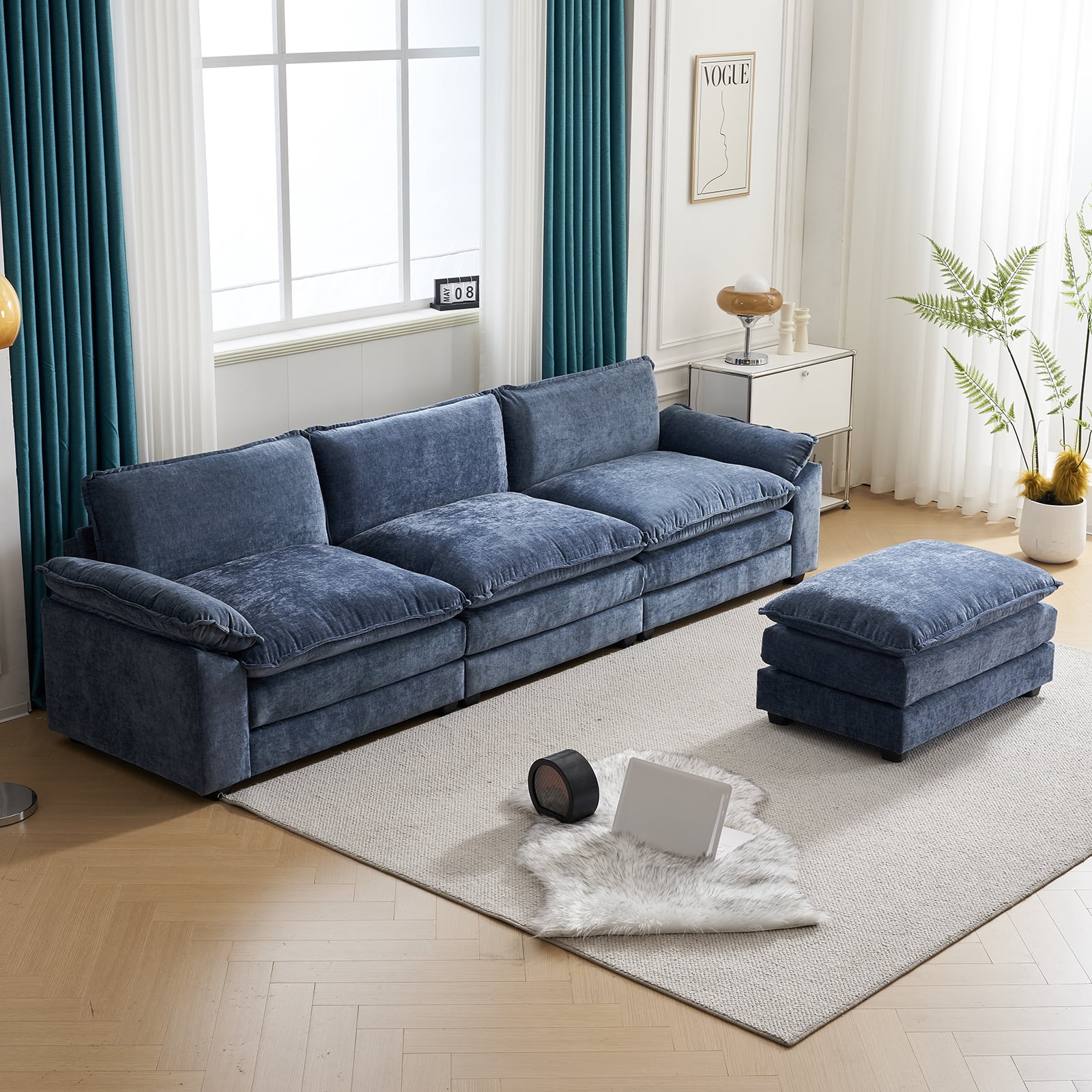 gotohollywood ✢ size160 Zimtown Chenille L-Shaped Sofa with Removable Ottoman