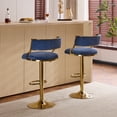 thumbnail image 1 of Zimtown Set of 2 Swivel Barstools, Luxe Padded 24" Counter Bar Stool Adjustable Height with Footrest for Kitchen Island, Bar, Dining Room, Blue & Gold, 1 of 6