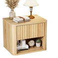 thumbnail image 1 of Zimtown Fluted Floating Nightstand Set of 1, End Table Wooden Bedside Table Large Capacity Easy to Assemble, Wood, 1 of 8