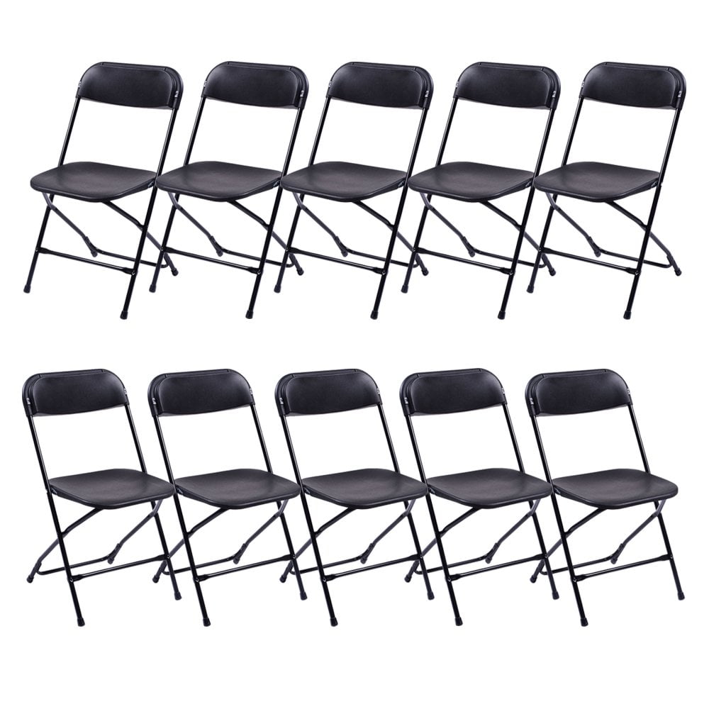 Zimtown Set of 10 Folding Chairs Heavy Duty Steel Frame Plastic