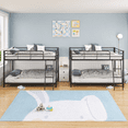 thumbnail image 1 of Zimtown Set of 2 Twin-over-Twin Low Profile Junior Bunk Bed, Black, 1 of 10