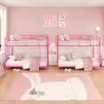 thumbnail image 1 of Zimtown Set of 2 Twin-over-Twin Low Profile Junior Bunk Bed, Pink, 1 of 9