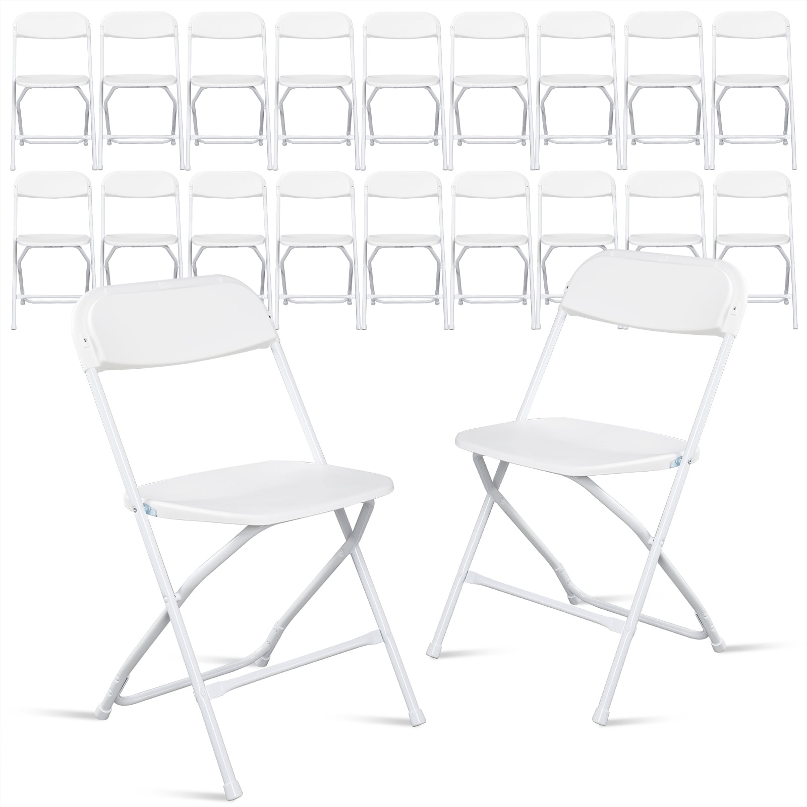 Zimtown Set of 20 Folding Chairs Stackable Wedding Party Event Chair With Plastic Seat and Back White
