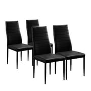 Zimtown Set of 4 Dining Side Chairs PU Leather Elegant Design Home Kitchen Furniture Black