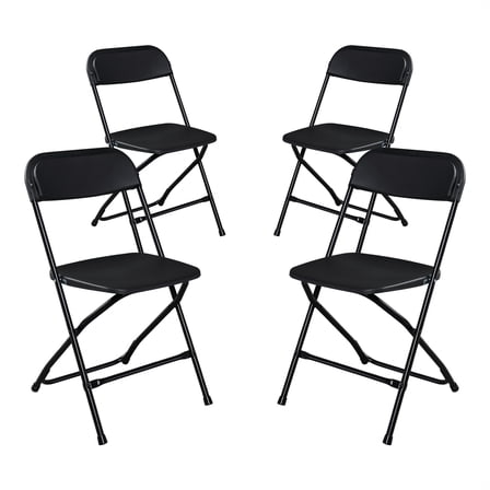 Zimtown Set of 4 Folding Chairs, Plastic Dining Chair, Office Chair for Party Event Stackable Commercial Seat, Black