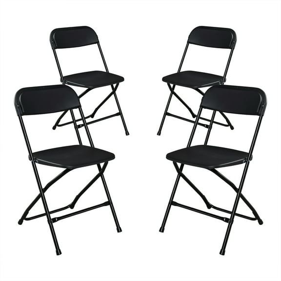 Zimtown Set of 4 Folding Chairs, Plastic Dining Chair, Office Chair for Party Event Stackable Commercial Seat, Black