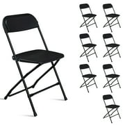 Zimtown Set of 8 Folding Chairs Plastic Commercial Wedding Party, Plastic Portable Chairs for Comference Party Event, Black