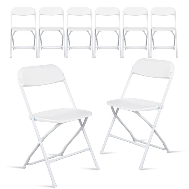 Zimtown Set of 8 Folding Chairs, Plastic Dining Chair, Office Chair for Party Event Stackable