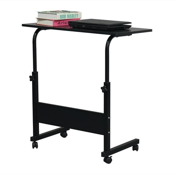 Zimtown Side Table with Baffle, Computer Desk Adjustable Height Removable Cart Laptop,Black