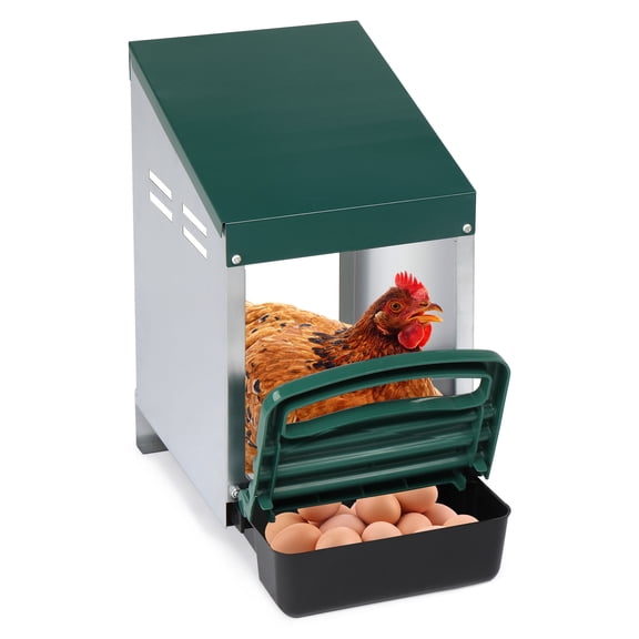 Zimtown Single Roll Out Chicken Nesting Box with Plastic Basket, Egg Nest Box Chicken Laying Box Hens Chicken Coop Box, Green