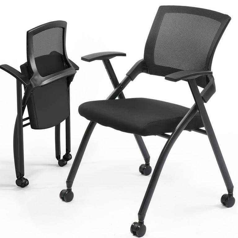 Zimtown Pack Padded Stackable Office Chairs, Foldable, Wheels