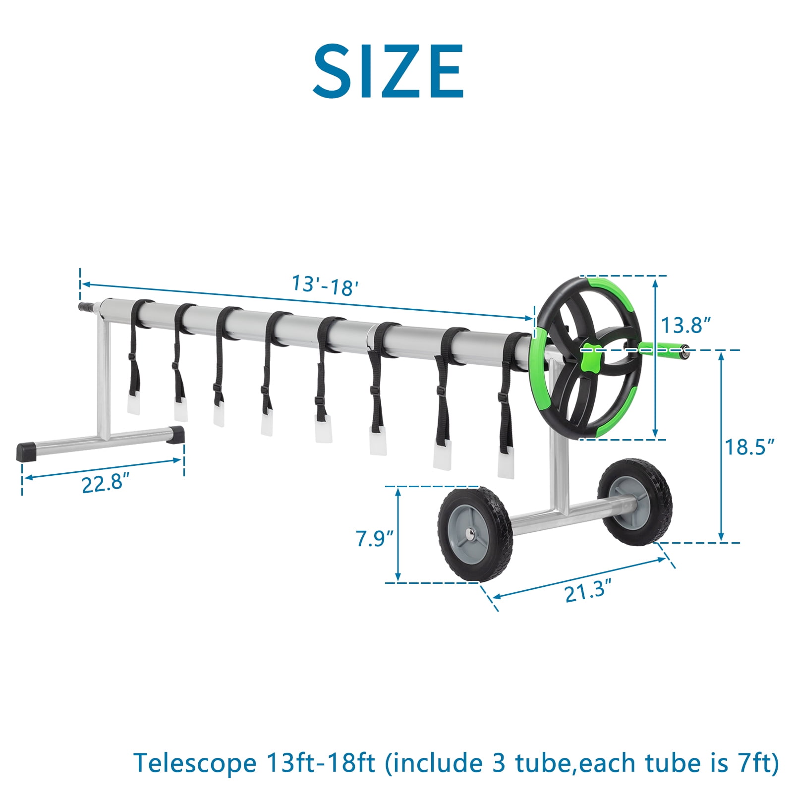 18 Ft Aluminum Inground Solar Cover Swimming Pool Cover Reel - Bed