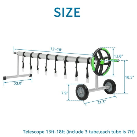 Zimtown Stainless Steel Solar Cover Reel For Swimming Pools Up To 18 Feet Wide Inground