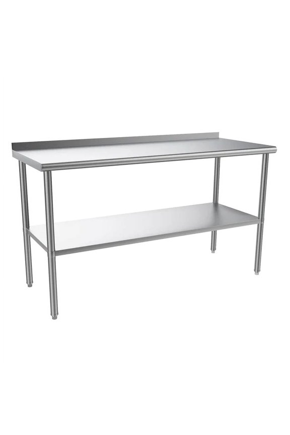 Stainless Steel Table for Prep & Work 60 x 24 Inches, Commercial Heavy Duty Table with Backsplash for Restaurant, Home and Hotel