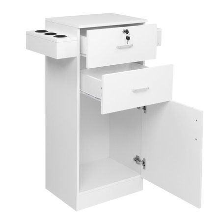 Zimtown MDF Lockable Salon Cabinet White, 26.77 x 13.78 x 38.2 in