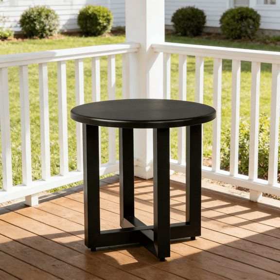 Zimtown Stylish 24" Round Metal Table – Ideal for Coffee, Bistro, or End Table Use, Indoor & Outdoor Friendly (Black)