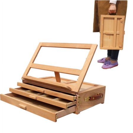 Zimtown Table Top Easel with 3 Divided Compartment Drawers, 16" x 11" x 5" Height Angle Adjustable Portable Folding Desktop Sketch Box Easel, Perfect for Children & Kids Painting Drawing & Sketching