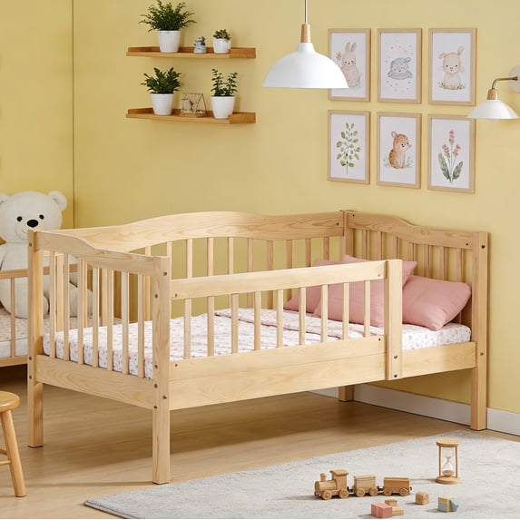 Zimtown Daybed, Day Bed Frame, Sleeping Bedroom, Wood Color