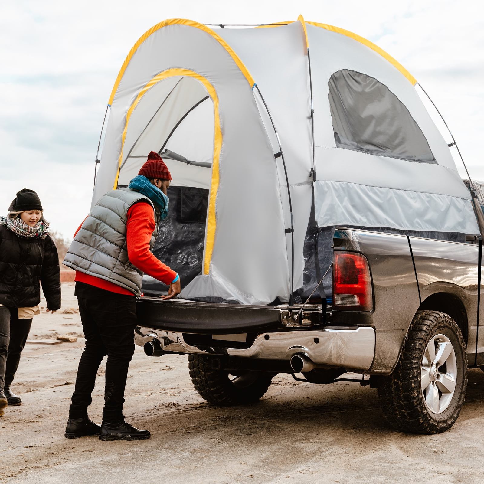 Zimtown Truck Bed Tent Fits Truck Tents for Camping 5.2 5.8 ft Bed Waterproof Windproof Pickup Truck Tent with Carry Bag Walmart