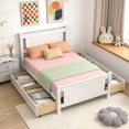 thumbnail image 1 of Zimtown Twin Bed Frame,Solid Pine Wood Platform Bed Frame with 4 Drawers, Bedroom Bed with Headboard, White, 1 of 7
