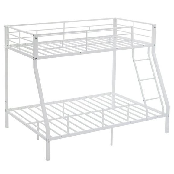 Zimtown Twin Over Full Bunk Bed, Heavy-duty Metal Bunk Beds, Dorm Room Bed Frame, Space-saving Twin Bed Frame, No Spring Box Need, White