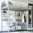 thumbnail image 1 of Zimtown Twin Loft Bed with Desk, Metal Bunk Bed, Gray, 1 of 12