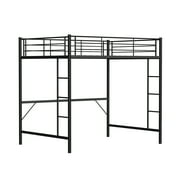 Zimtown Twin Loft Bed with Ladder Metal Bunk Bed with 2 Side Ladder, Black