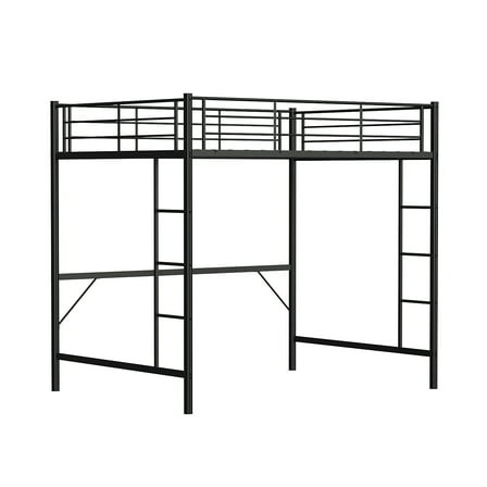 Zimtown Twin Loft Bed with Ladder Metal Bunk Bed with 2 Side Ladder, Black