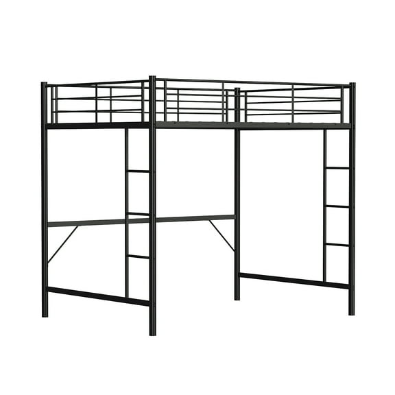 Zimtown Twin Loft Bed with Ladder Metal Bunk Bed with 2 Side Ladder, Black
