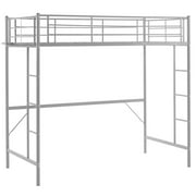 Zimtown Twin Loft Bed with Ladder Metal Bunk Bed with 2 Side Ladder, Gray