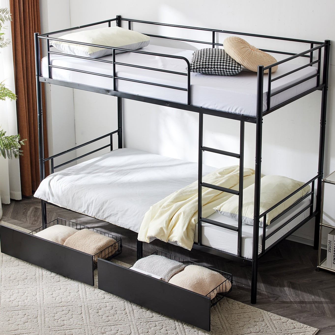 Zimtown Twin over Twin Bunk Bed with 2 Drawer Heavy Duty Metal Bed Zimtown Twin over Twin Bunk Bed with 2 Drawer Heavy Duty Metal Bed