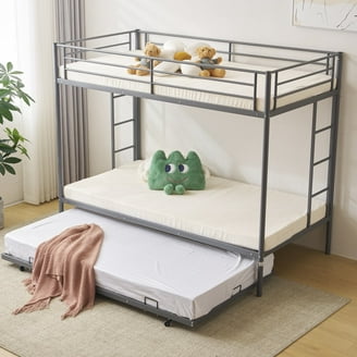 Bedz King Twin Over Twin Stairway Bunk Beds with Storage Drawers