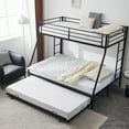 thumbnail image 1 of Zimtown Twin over Full Metal Bunk Beds with Daybed,Bed with Trundle, Bed Frame,Black, 1 of 7