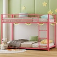 thumbnail image 1 of Zimtown Twin-over-Twin Bunk Bed, Low Profile Junior Bunk Bed Frame, Pink, 1 of 10