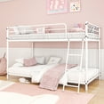thumbnail image 1 of Zimtown Twin-over-Twin Low Profile Junior Bunk Bed, White, 1 of 8