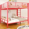 thumbnail image 1 of Zimtown Twin over Twin Steel Bunk Beds Frame,14.8" Height Guardrail, Bedroom Dorm Room, PinK, 1 of 7