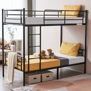 Zimtown Twin over Twin Steel Bunk Beds Frame, 78" x 42" x 65" with Ladder Bedroom Dorm Room for Kids Adult Children