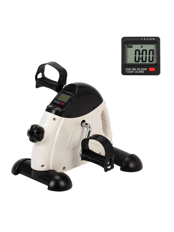 Under Desk Bike Pedal Exerciser, Portable Mini Cycle Exercise Bike, for Leg/Arm Fitness Workout, Home Office Use, White