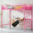 thumbnail image 1 of Zimtown Upgrated Twin Loft Bed with Ladder Metal Bunk Bed with Flat Step Ladder, Pink, 1 of 9