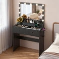 thumbnail image 1 of Zimtown Vanity with Mirror and Light, Makeup Desk  with Charging Station and Storage, Dressing Table with Hair Dryer Rack for Bedroom, Black, 1 of 8