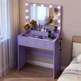 thumbnail image 1 of Zimtown Vanity with Mirror and Light, Makeup Desk  with Charging Station and Storage, Dressing Table with Hair Dryer Rack for Bedroom, Sophia Purple, 1 of 8