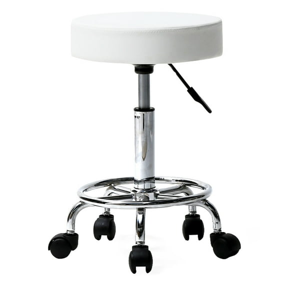 Zimtown White 5 Wheels Rolling Stool Hydraulic Swivel Adjustable Salon Chair
