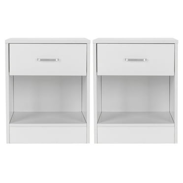Zimtown White Set Of 2 Wood Elegant Night Stand W/1 Drawer Storage Beside End Table