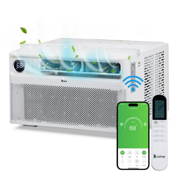 Zimtown Window Air Conditioner, 10000 BTU Smart Inverter Air Conditioner With Remote/App Control, Energy Saving Window AC Unit with Dehumidifier, Fan, Ultra Quiet