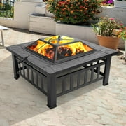 Zimtown Wooden 32 Metal Fire Pit Patio Garden Square