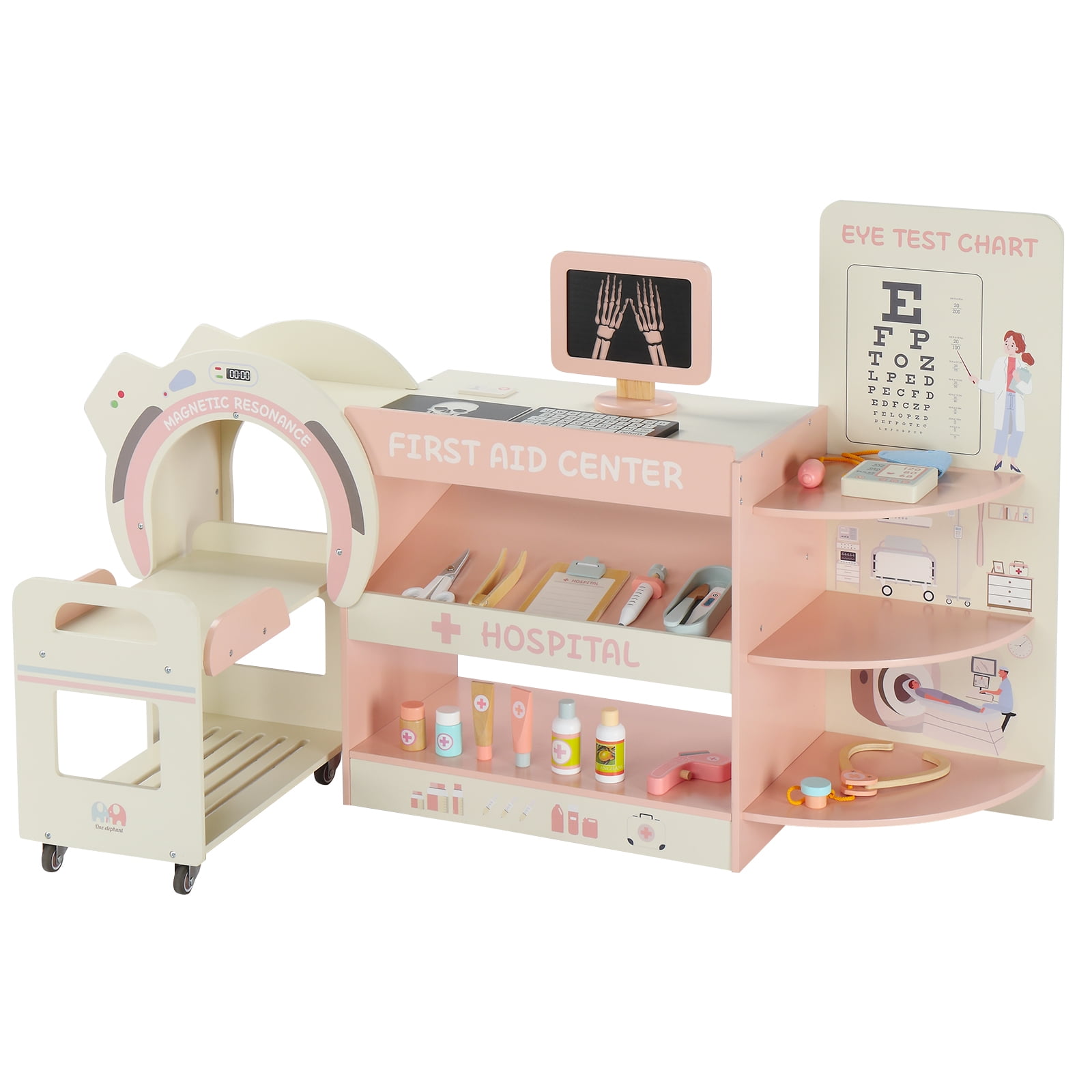 Zimtown Wooden Doctor Kit for Kids, 20pcs Pretend Play Medical Kit, Imagination Doctor Role Play Set for Boys Girls Age 3+