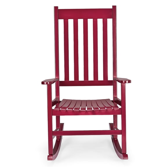 Zimtown Wooden Rocking Chair Outdoor Patio Rocker High Back Ergonomic Seat Porch Lawn Garden Angora Red