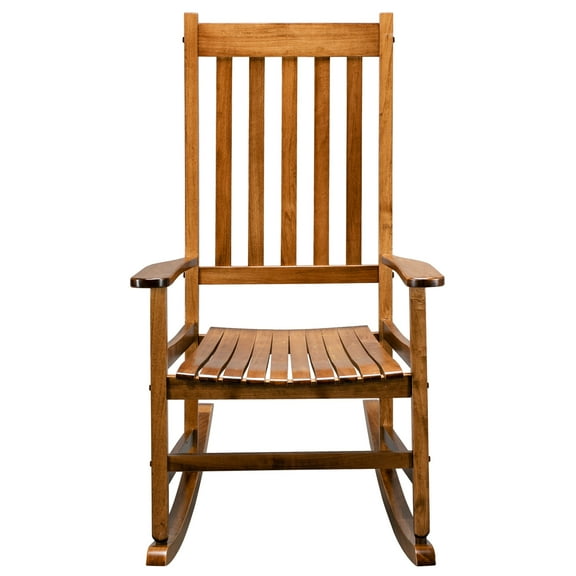 Zimtown Wooden Rocking Chair, Oversized Porch Rocking Chair, for Garden Original Color